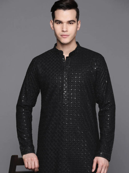Men Embroidered Chikankari Rayon Kurta with Trouse