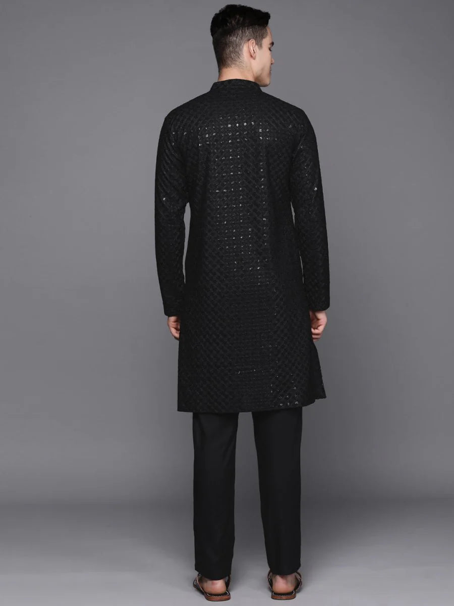 Men Embroidered Chikankari Rayon Kurta with Trouse